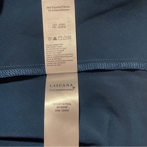 Lascana NWOT Slip Dress sz 10 in Teal Satin w/ Sweetheart Ruffle Trim - Picture 6 of 6